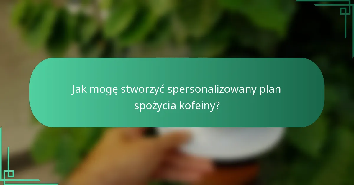 Jak mogę stworzyć spersonalizowany plan spożycia kofeiny?