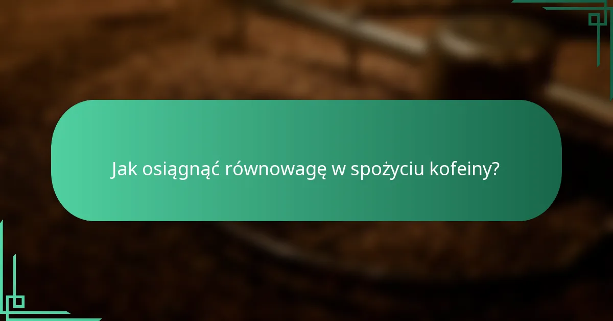 Jak osiągnąć równowagę w spożyciu kofeiny?