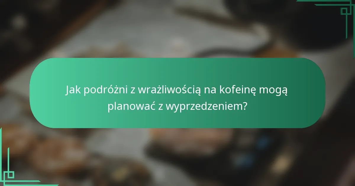 Jak podróżni z wrażliwością na kofeinę mogą planować z wyprzedzeniem?