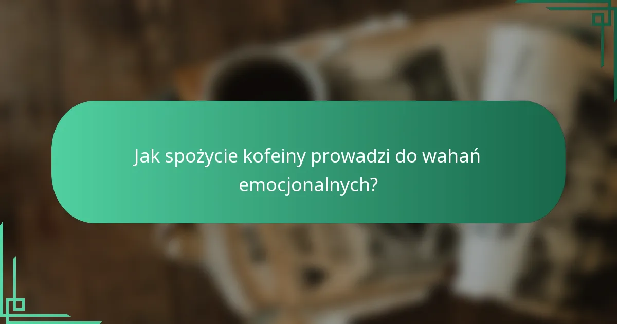 Jak spożycie kofeiny prowadzi do wahań emocjonalnych?