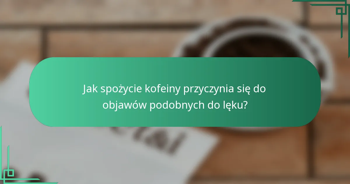 Jak spożycie kofeiny przyczynia się do objawów podobnych do lęku?
