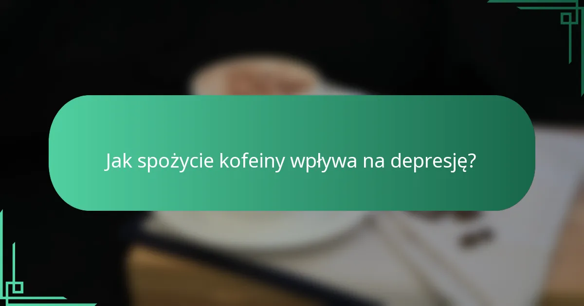 Jak spożycie kofeiny wpływa na depresję?