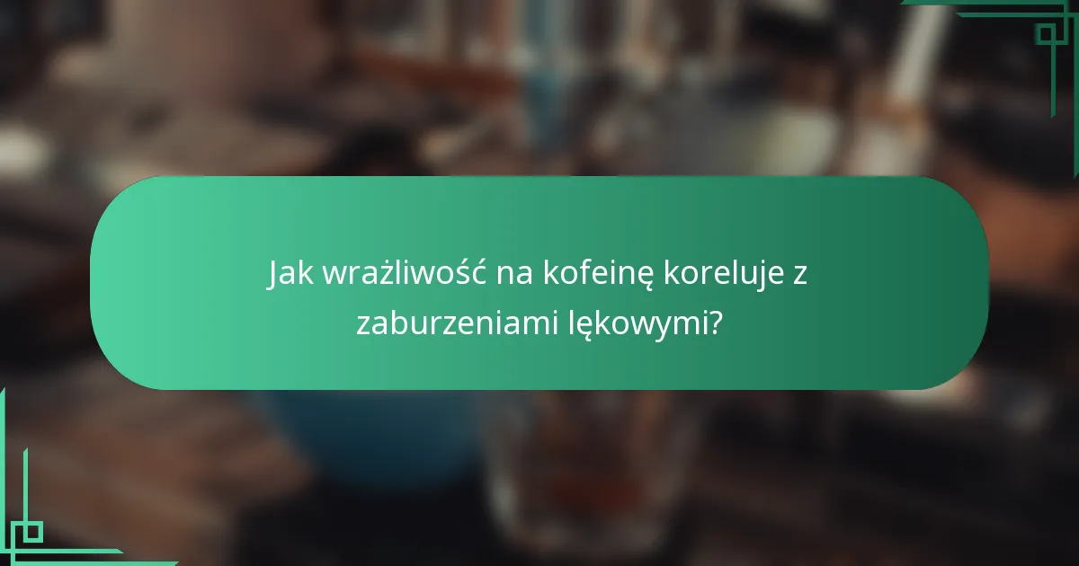 Jak wrażliwość na kofeinę koreluje z zaburzeniami lękowymi?