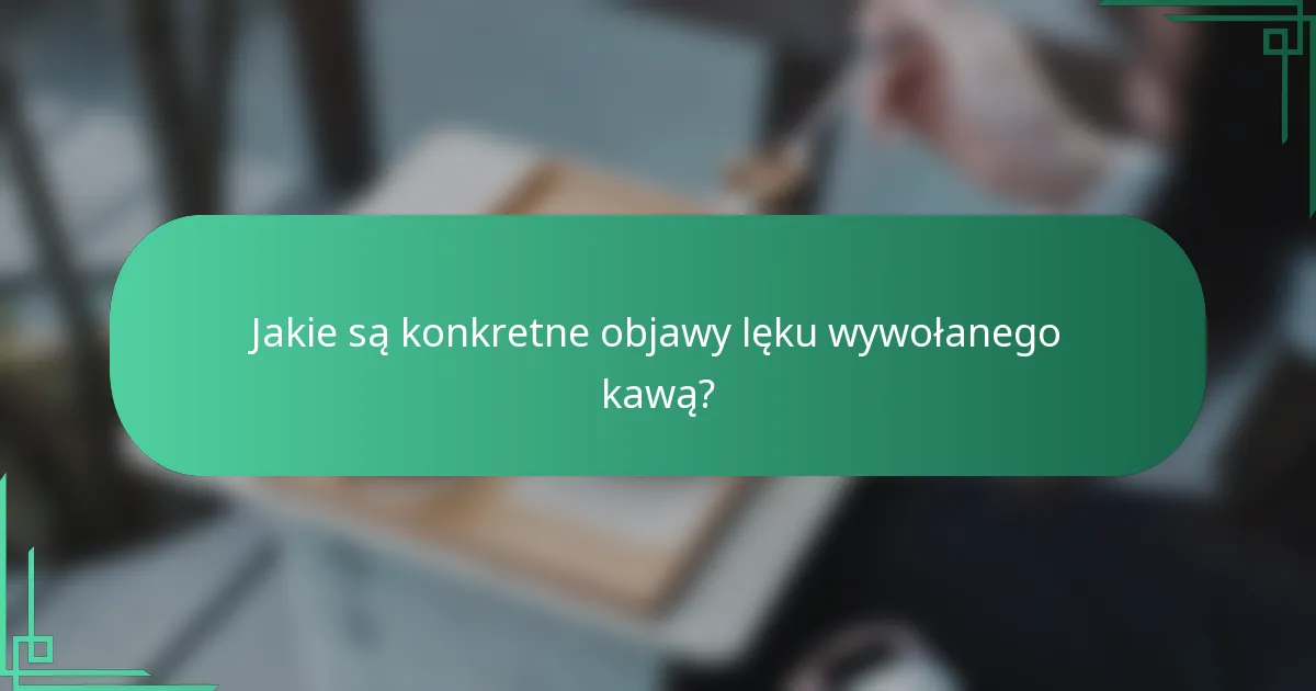 Jakie są konkretne objawy lęku wywołanego kawą?