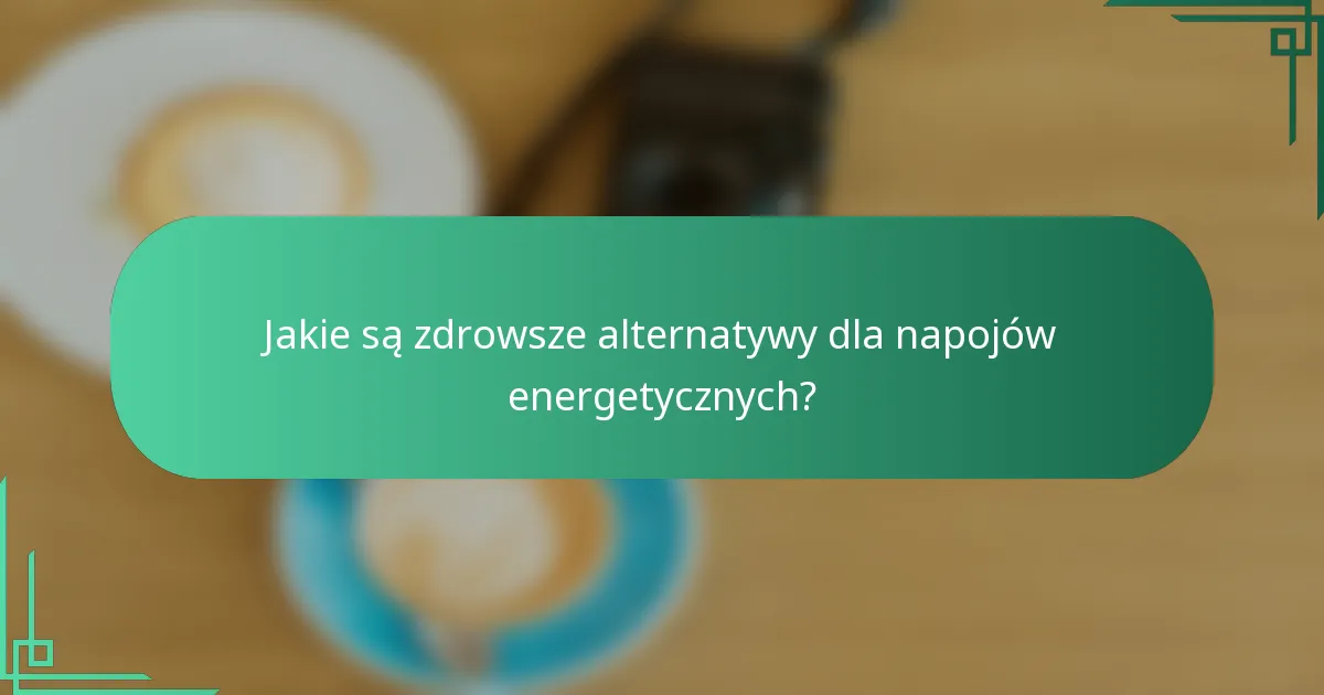 Jakie są zdrowsze alternatywy dla napojów energetycznych?